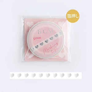 BGM Slim Washi Tape- Silver Heart