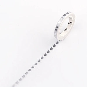 BGM Slim Washi Tape- Silver Heart