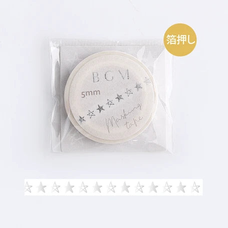 BGM Slim Washi Tape- Silver Star