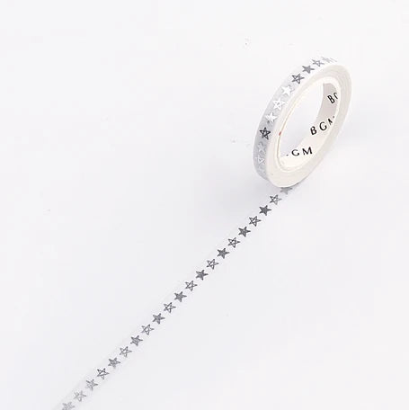 BGM Slim Washi Tape- Silver Star