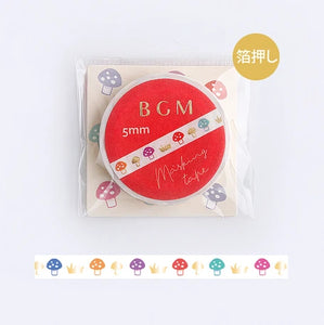 BGM Slim Washi Tape- Colourful Mushroom