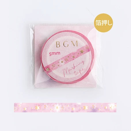 BGM Slim Washi Tape- Pink Stardust
