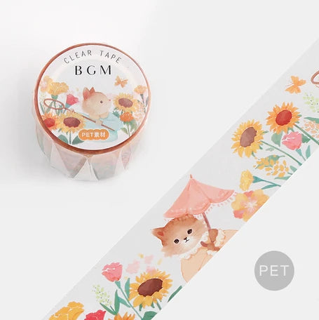 BGM Clear Tape- Sunflower Cat