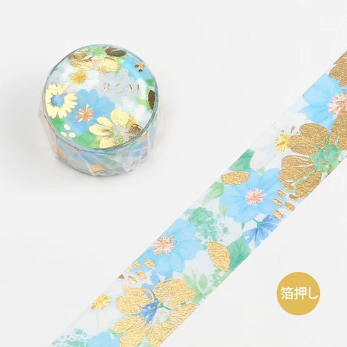 BGM Washi Tape-  Flower Melody American Blue