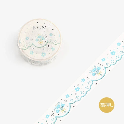 BGM Washi Tape- Lace Blue Flower