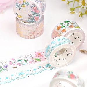 BGM Washi Tape- Lace Blue Flower