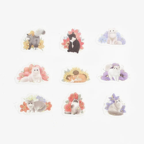 BGM Foil Stamping Stickers- Cat Flowers