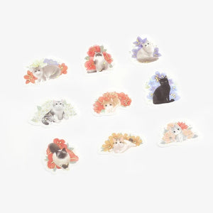 BGM Foil Stamping Stickers- Cat Flowers
