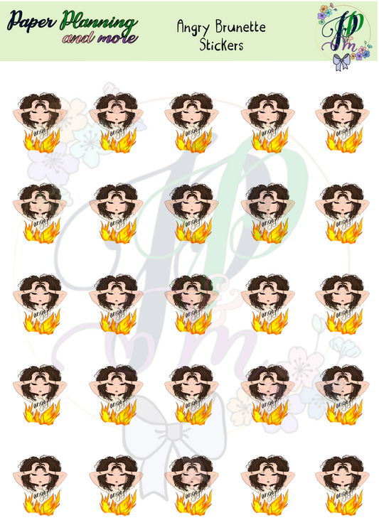 Angry Brunette Sticker Sheet