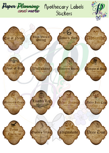 Apothecary Labels Sticker Sheet