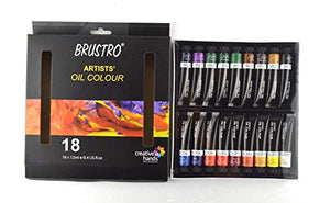 BRUSTRO Artists’ Oil Colour Set of 18 Colours X 12ML Tubes