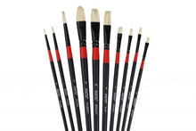 Load image into Gallery viewer, BRUSTRO Artists White Bristle Set of 10 Brushes for Oil and Acrylic
