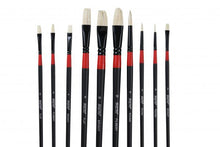 Load image into Gallery viewer, BRUSTRO Artists White Bristle Set of 10 Brushes for Oil and Acrylic
