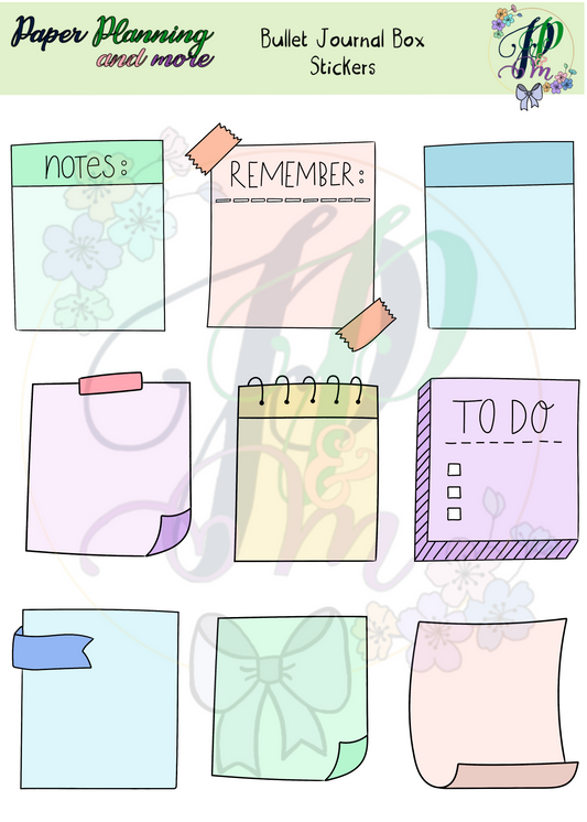Bullet Journal Box Sticker Sheet