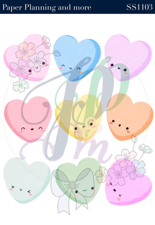 Candy Hearts Sticker Sheet