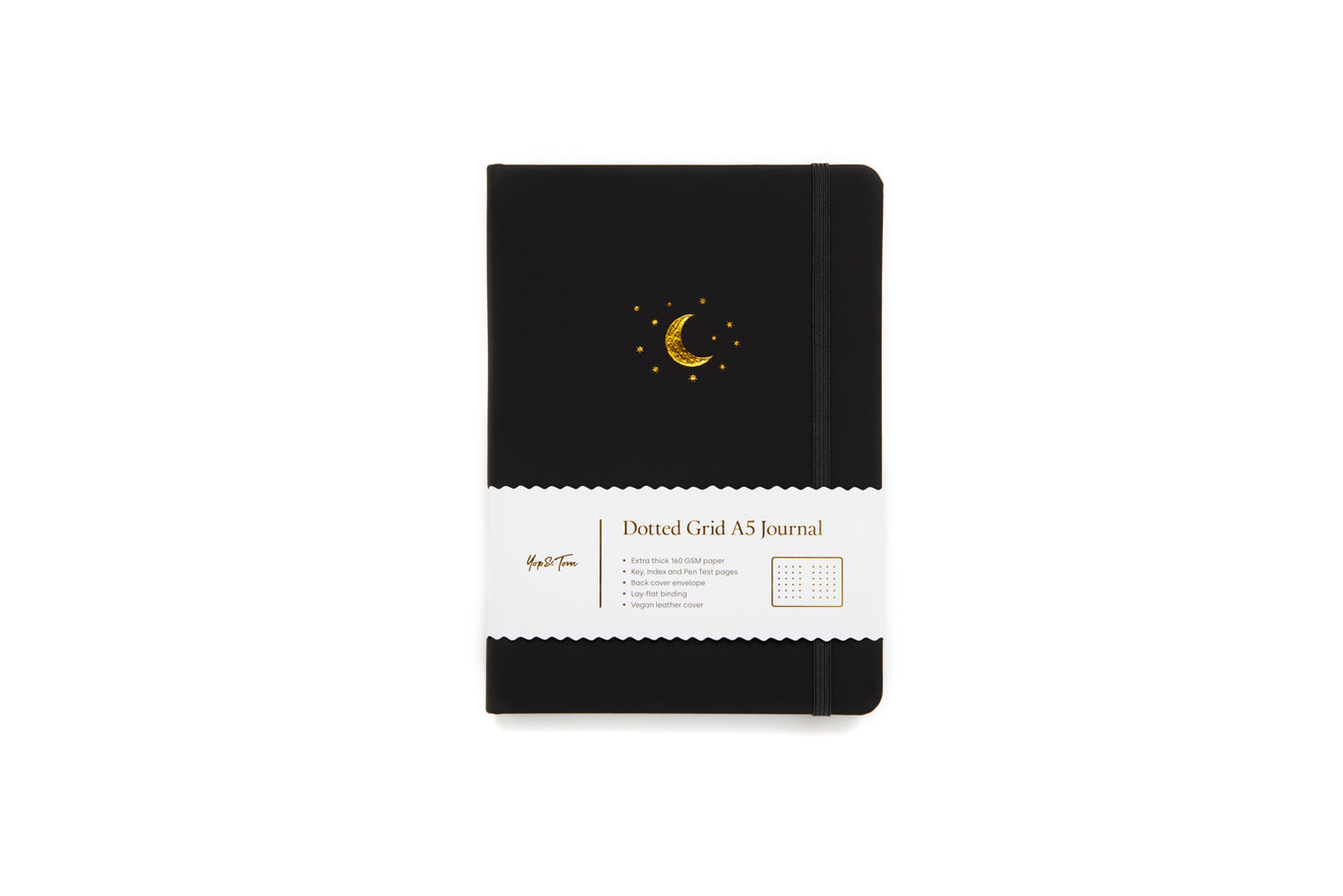 A5 DOT GRID JOURNAL - MOON AND STARS - CHARCOAL