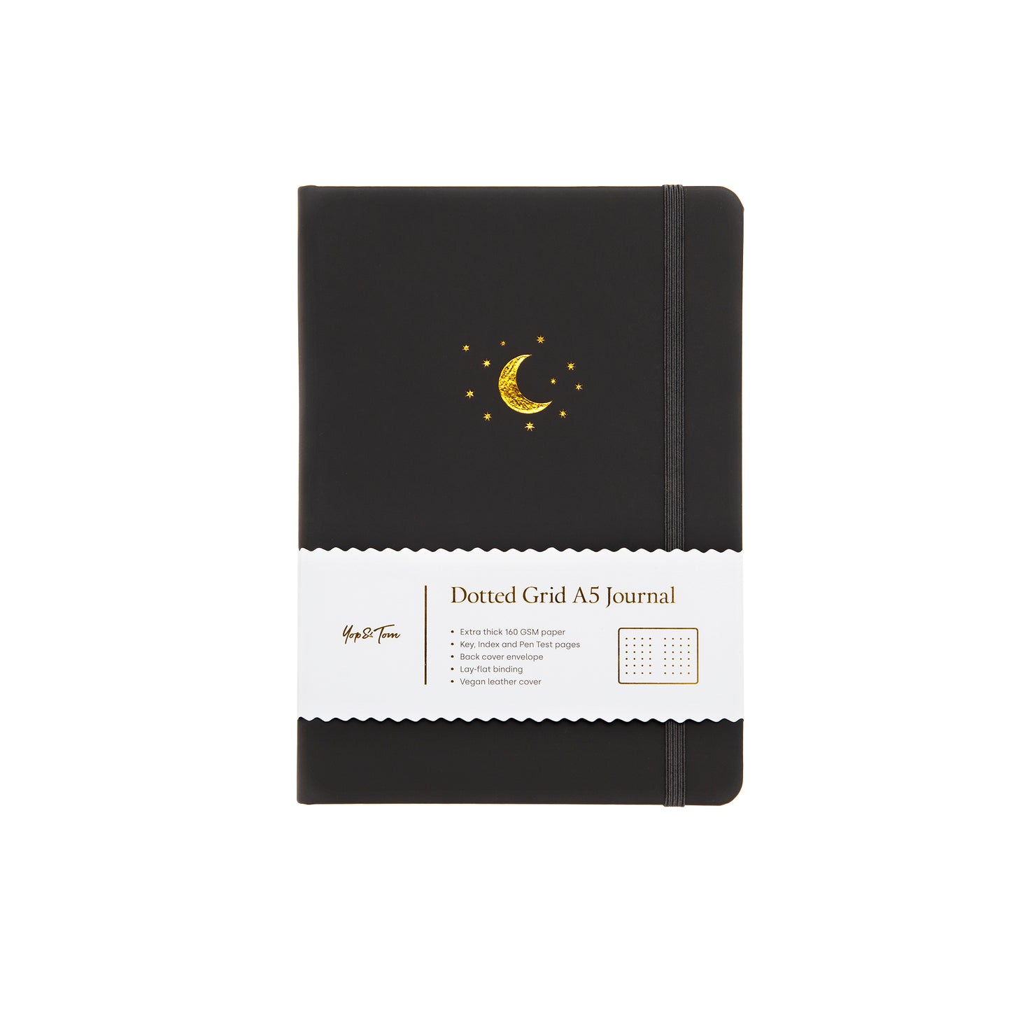A5 DOT GRID JOURNAL - MOON AND STARS - CHARCOAL