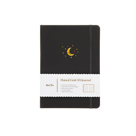 A5 DOT GRID JOURNAL - MOON AND STARS - CHARCOAL