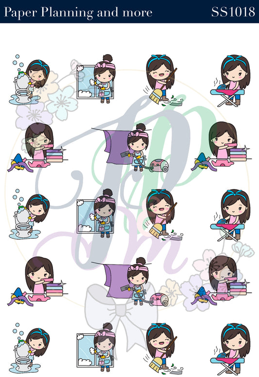 Chores Brunette Sticker Sheet
