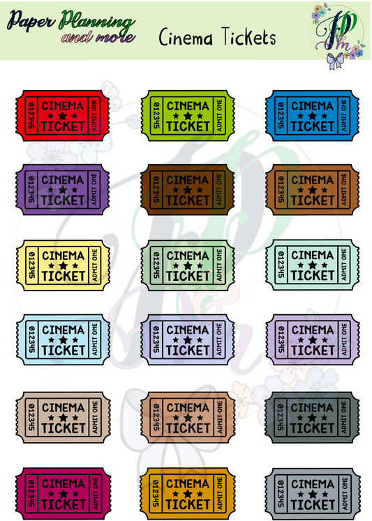 Cinema Ticket Sticker Sheet