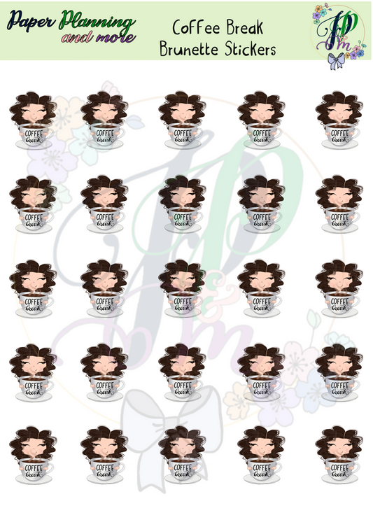 Coffee Break Brunette Sticker Sheet