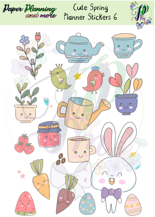 Cute Spring Planner 6 Sticker Sheet