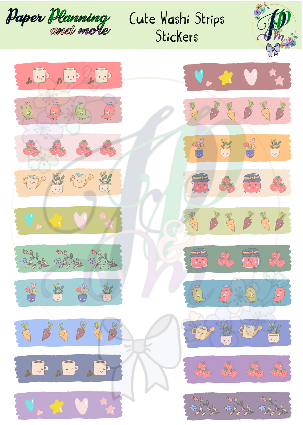 Cute Washi Strips Sticker Sheet