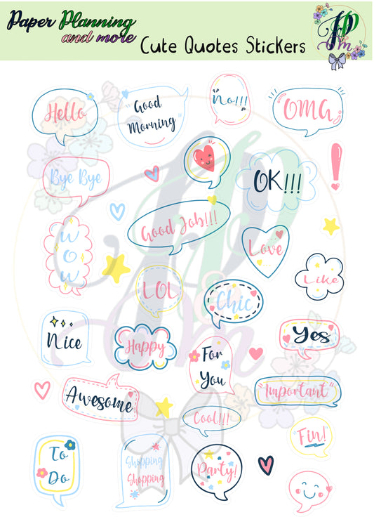 Cute Quote Sticker Sheet