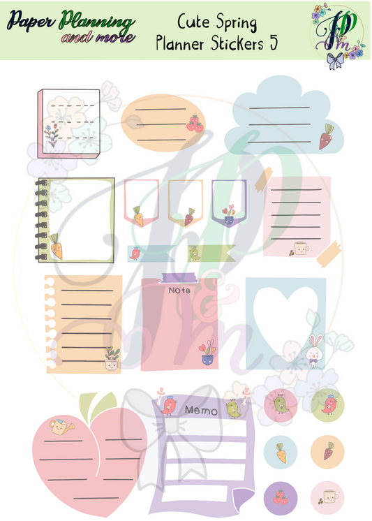 Cute Spring Planner 5 Sticker Sheet