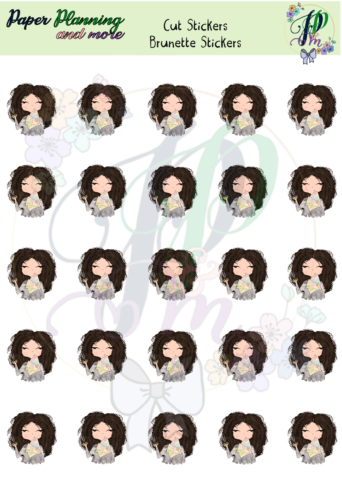Cut Stickers Brunette Sticker Sheet
