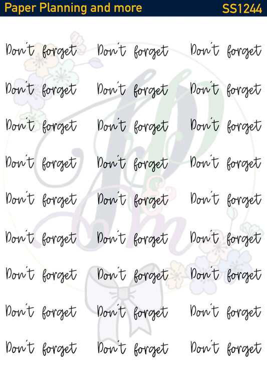 Don't Forget Script Sticker Sheet