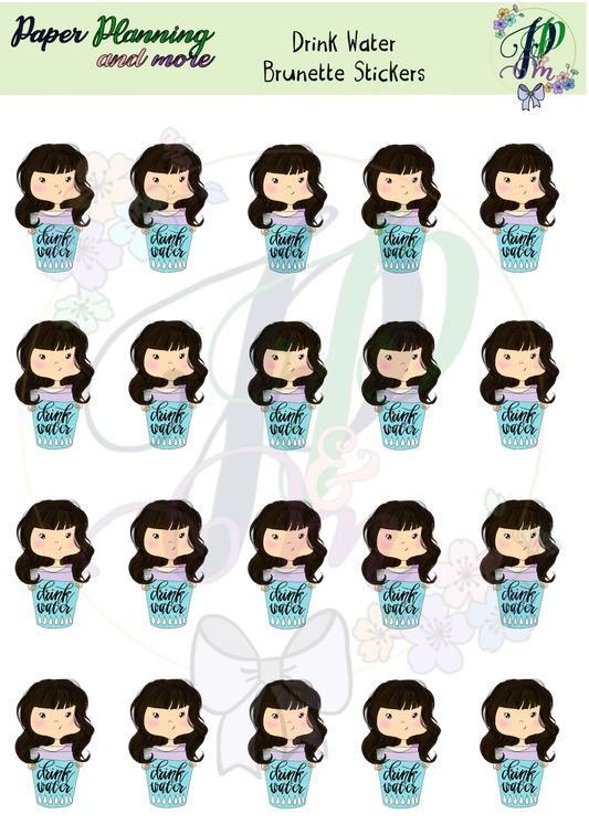 Drink Water Brunette Sticker Sheet