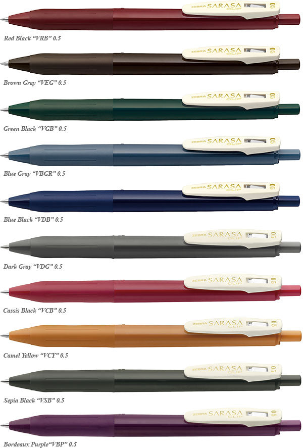 Zebra Sarasa Clip Gel Pen - Vintage Color - 0.5 mm