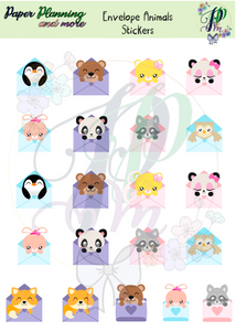 Envelope Animals Sticker Sheet