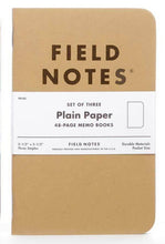 Load image into Gallery viewer, Field Notes: 3-PACK ORIGINAL KRAFT NOTEBOOK (PLAIN)
