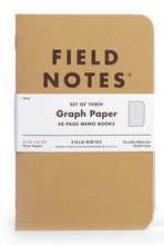Load image into Gallery viewer, Field Notes: 3-PACK ORIGINAL KRAFT NOTEBOOK (GRAPH)
