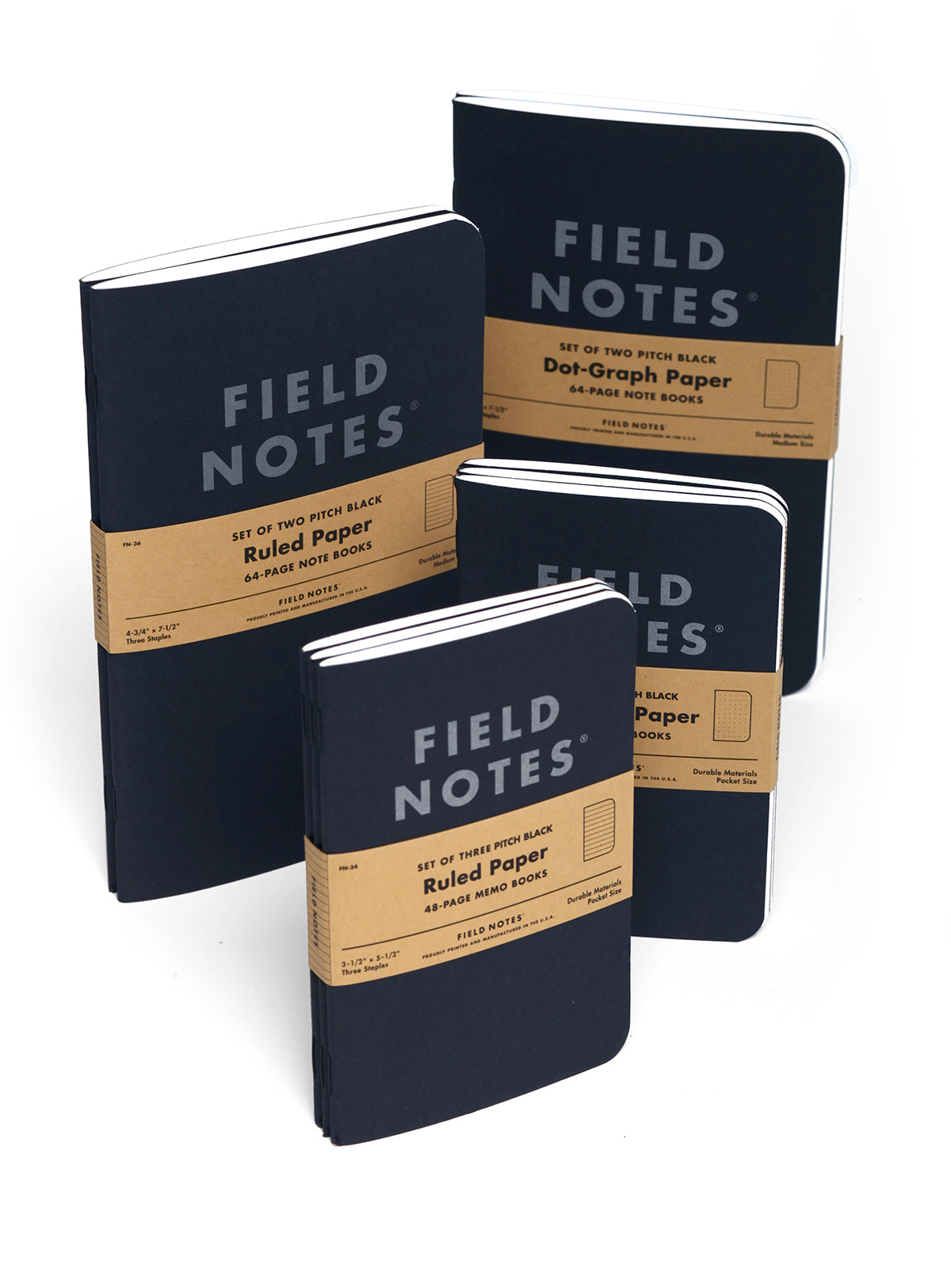 Field Ruled Paper Field Notes: 3 PACK PITCH BLACK MEMO BOOK (RULED) – Paper planning and more