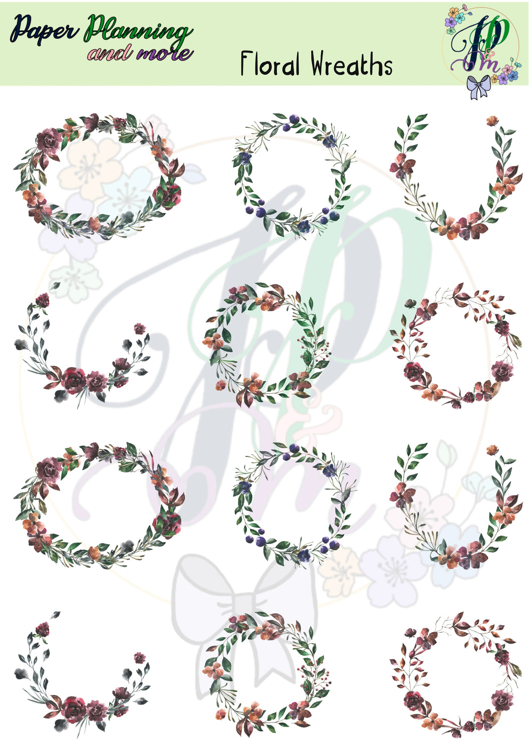 Floral Wreaths Sticker Sheet