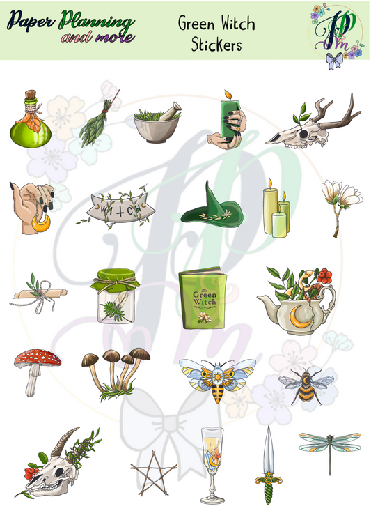 Green Witch Sticker Sheet