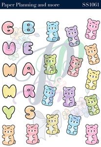Gummy Bears- Pastel Sticker Sheet