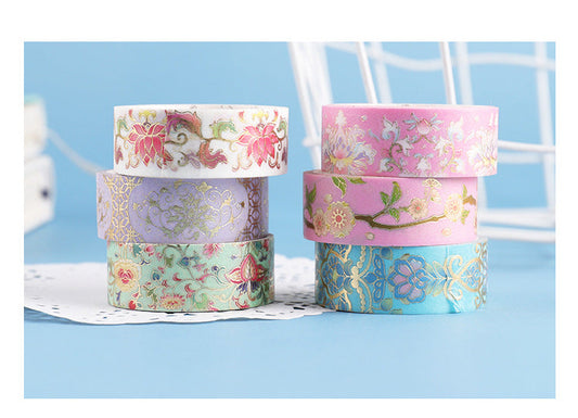 Blooming Flowers Gold Foiled Washi Sample