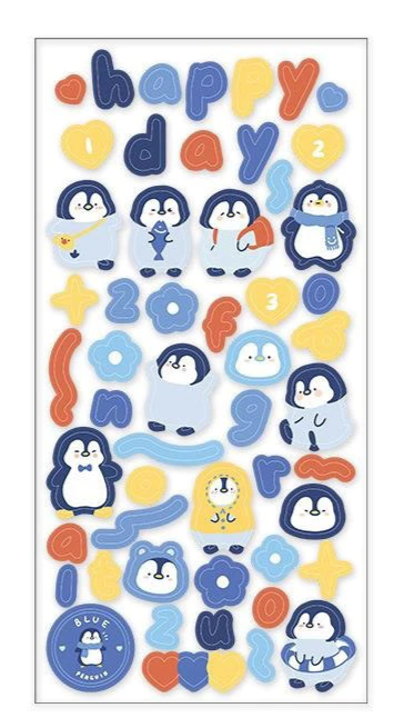 Happy Day Penguin Glitter PET Sticker
