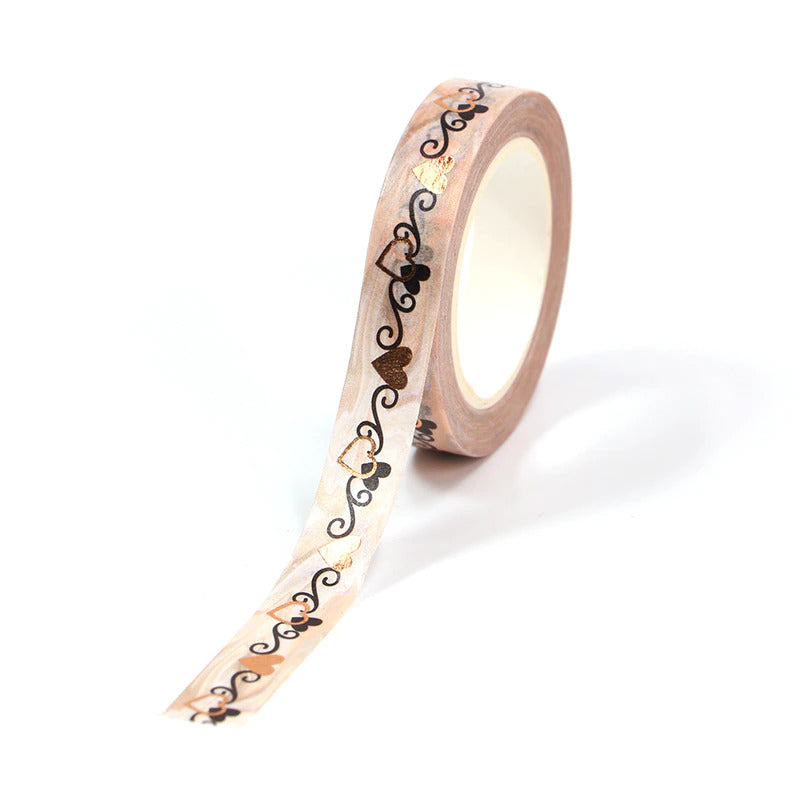 Copper Hearts Gold Foiled Washi Tape