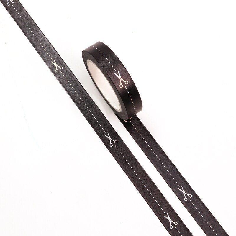 Scissors with Dotted Silver Foiled Line Washi Tape