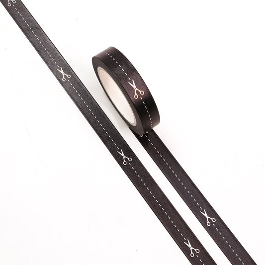 Scissors with Dotted Silver Foiled Line Washi Tape