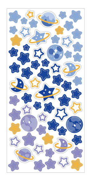 Planet and Stars Glitter PET Sticker