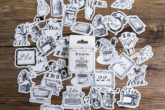Black and White Weekly Planner Stickers