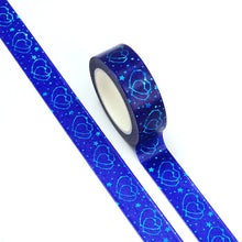 Load image into Gallery viewer, Blue Foiled Hearts Washi Sample
