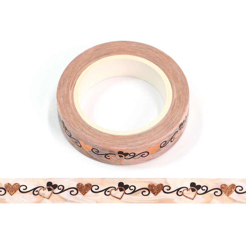 Copper Hearts Gold Foiled Washi Tape