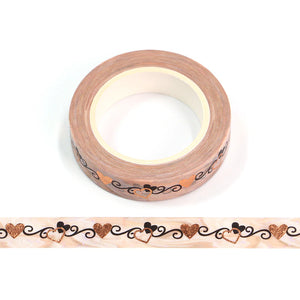 Copper Hearts Gold Foiled Washi Tape
